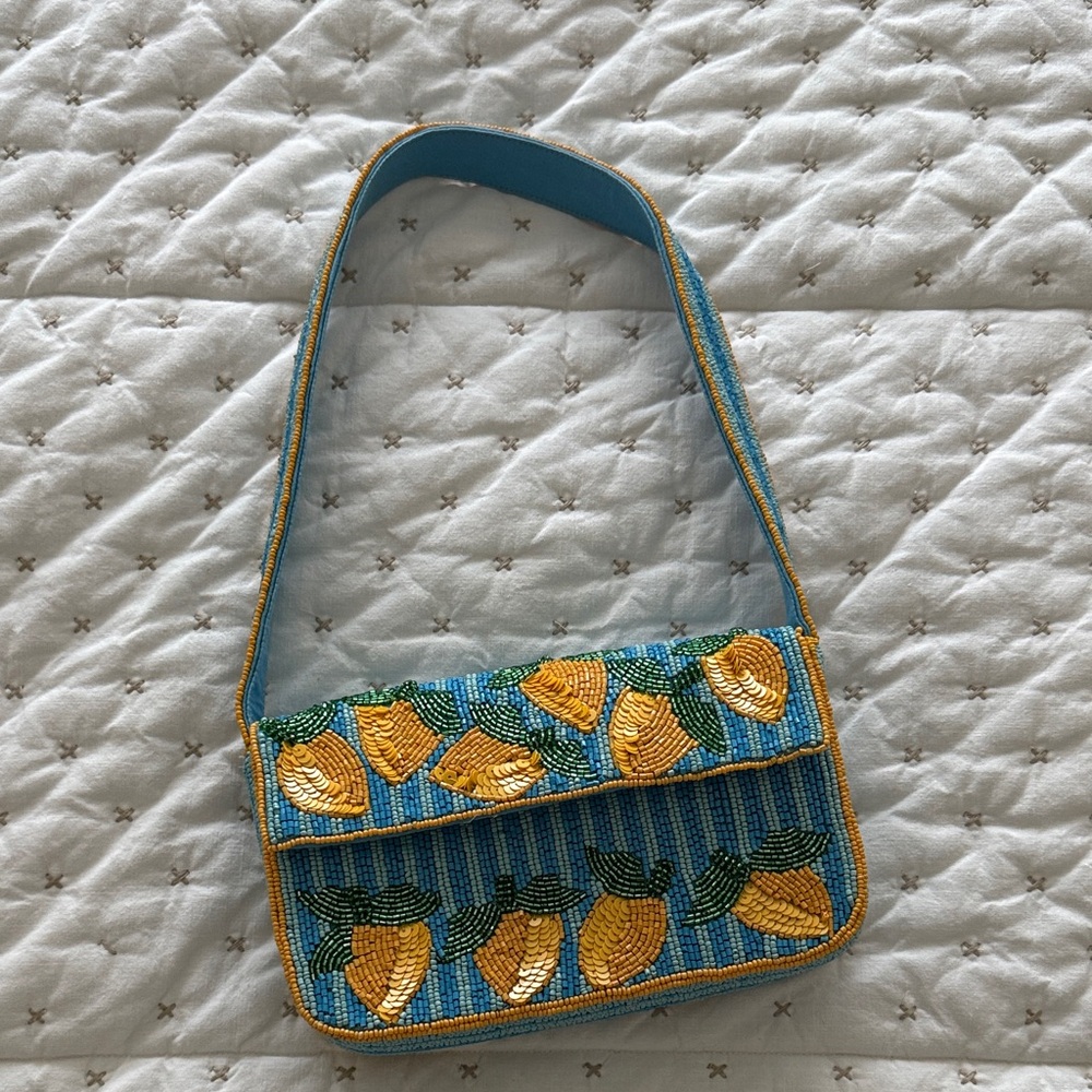Anthropologie Fiona Beaded Lemon Bag - Food & Drink Edition